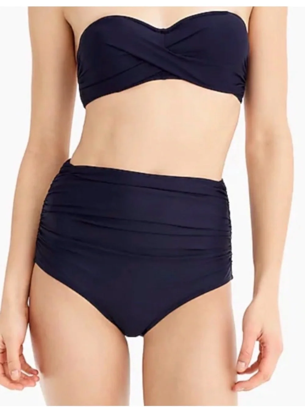 High-Waist Navy Bandeau Swim Set